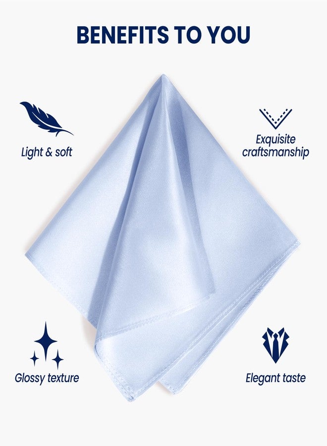 Selected Hanky 100% Pure Silk Pocket Square Solid Color, Light Blue, One Size - Image 4